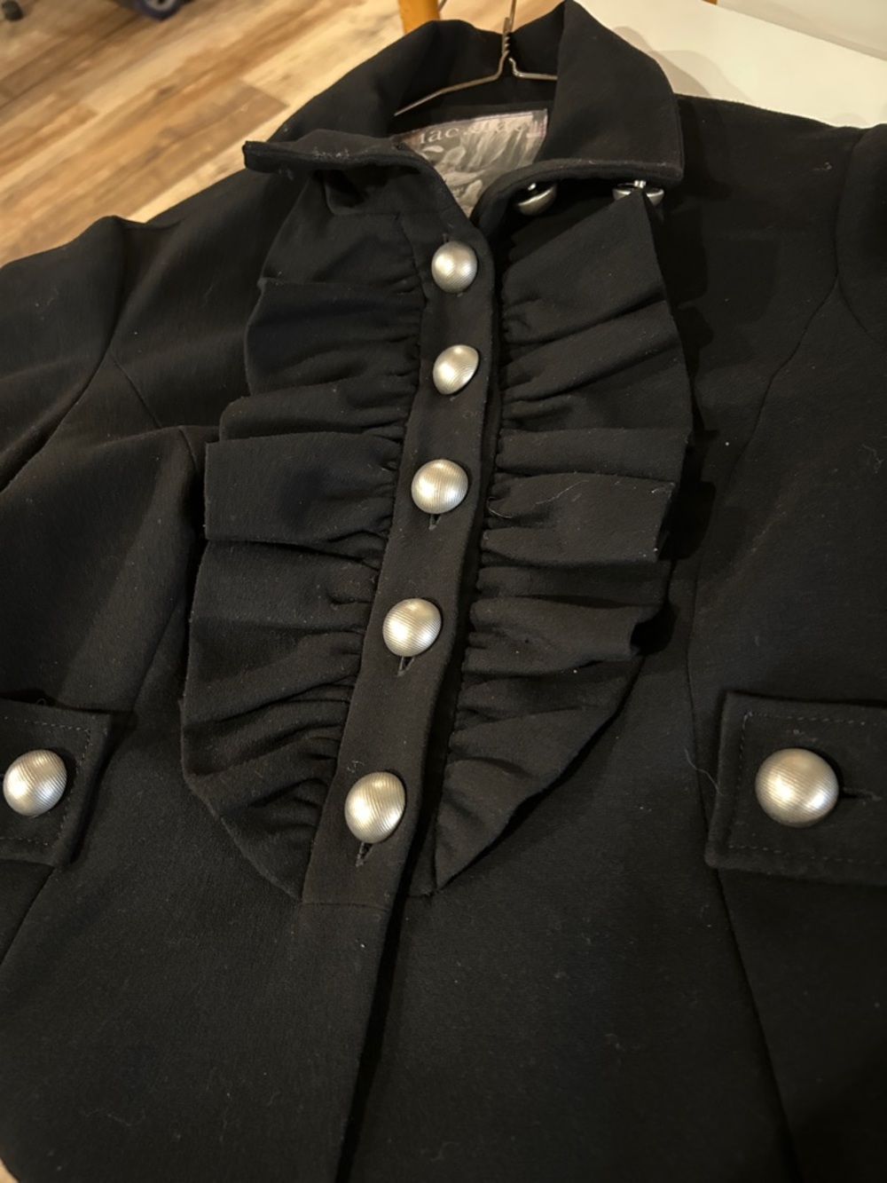 mac & jac Black Ruffled Front jacket with Silver Buttons - Picture 9 of 11